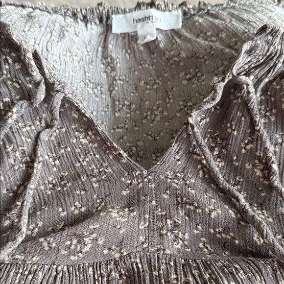 Hashttag in trend long sleeves Grey Floral Women's Boho Peasant Blouse size XS - Picture 11 of 11